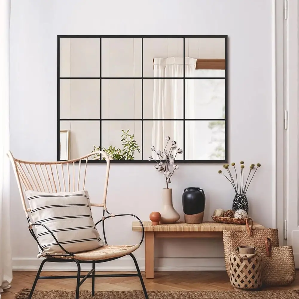 

Декоративное зеркало 30x40 см, металлическая рама, настенный декор для спальни, гостиной, прихожей, черное