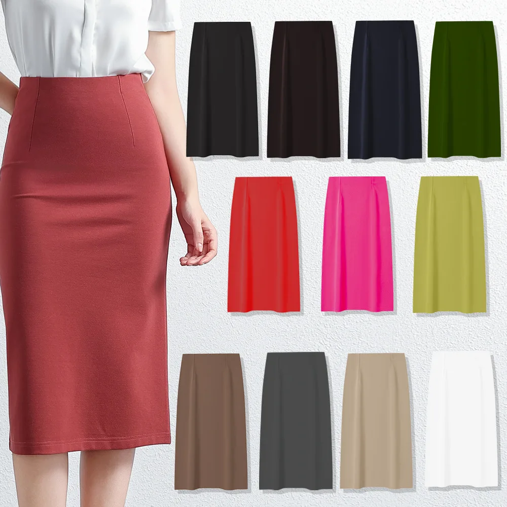 

Commuting Midi Bodycon Skirt Women Stretchy Elastic High Waist Bodycon Bandage Long Skirts Office Lady