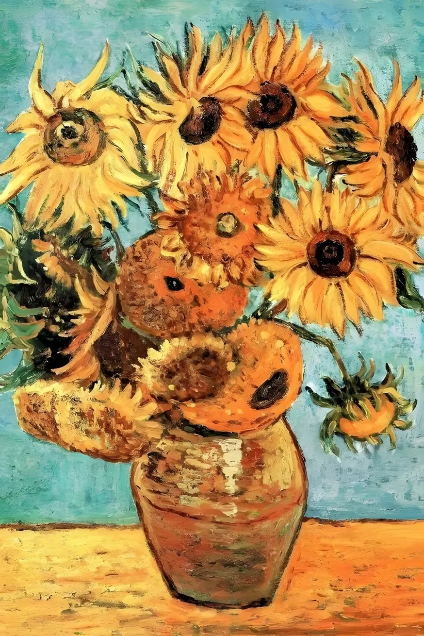 

JMINE Div 5D van gogh sunflower flower Full Diamond Painting cross stitch kits art scenic 3D paint by diamonds