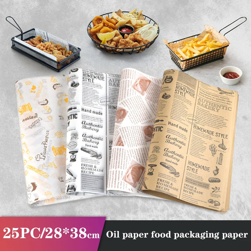 50Pcs/greaseproof Paper Tower Animal English Pattern Food Packaging Parchment Paper French Fries Burger Cake Sandwich Wax Paper