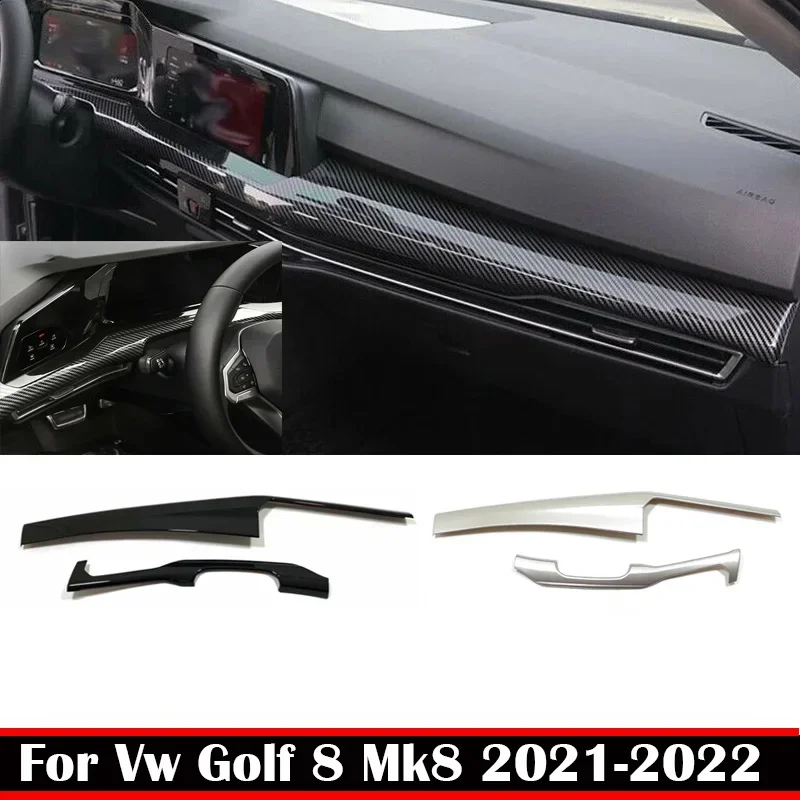 

For Vw Golf 8 Accessories Mk8 2021-2022 ABS Carbon Car Dashboard Instrument Panel Decorative Cover Auto Interior Accessories
