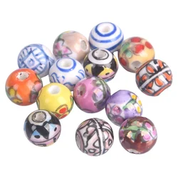 10pcs Hand Painted Flower Round 10mm Handmade Ceramic Porcelain Loose Beads For Jewelry Making DIY Bracelet Findings