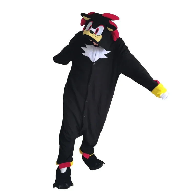 Pijama de lã Kigurumi grande para homens adultos, ouriço Onesie, traje de anime preto para meninos e meninas, macacão de corpo inteiro peça pijama