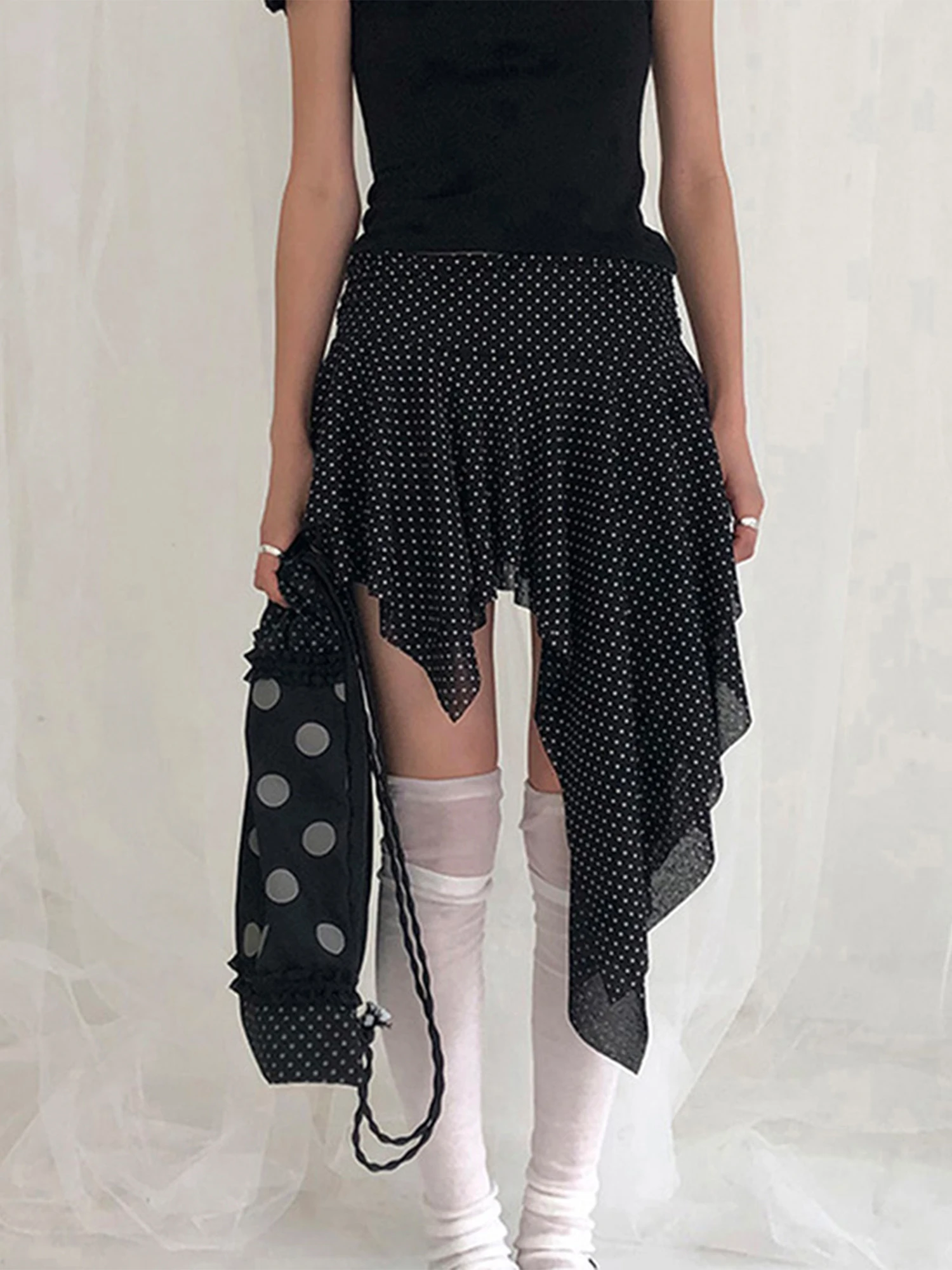 A-Linien-Rock mit Blumendruck, hoher Taille, Rüschensaum und Taillendetail zum Binden, eleganter Vintage-Midirock für Damen, Sommermode
