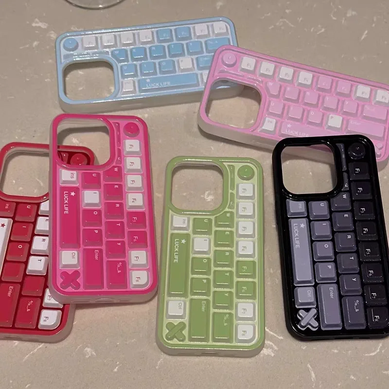 Compatible for Iphone 11 16 13 Case IPhone 13 12 15 11 14 16 Pro Max Creative Decompression Keyboard Carrtoon Colored Soft Case