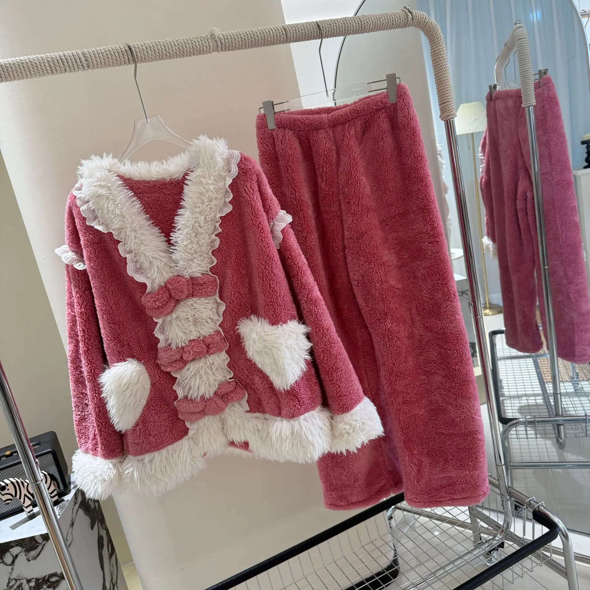 

Фланелевая женская рубашка, брюки, пижамный комплект, зимняя утепленная теплая одежда для сна, домашняя одежда, свободная повседневная домашняя одежда из кораллового флиса