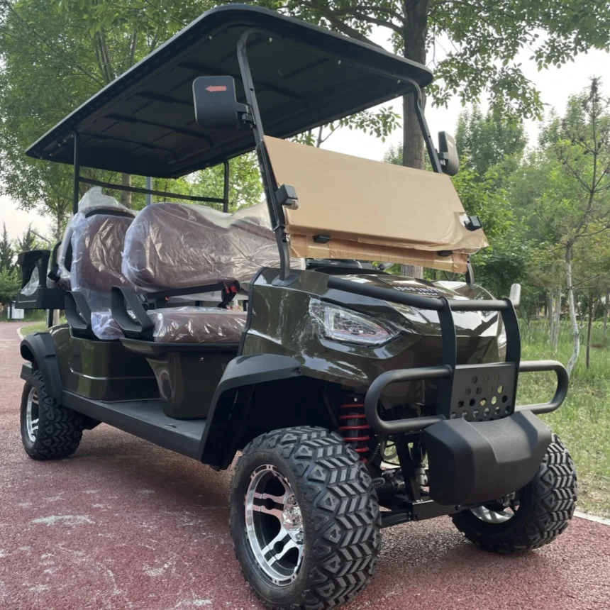 Hot Sale Lithium Battery Electric Golf Cart Solar Panels Powered Small Recreational Golf Cart With Emergency Flasher Switch