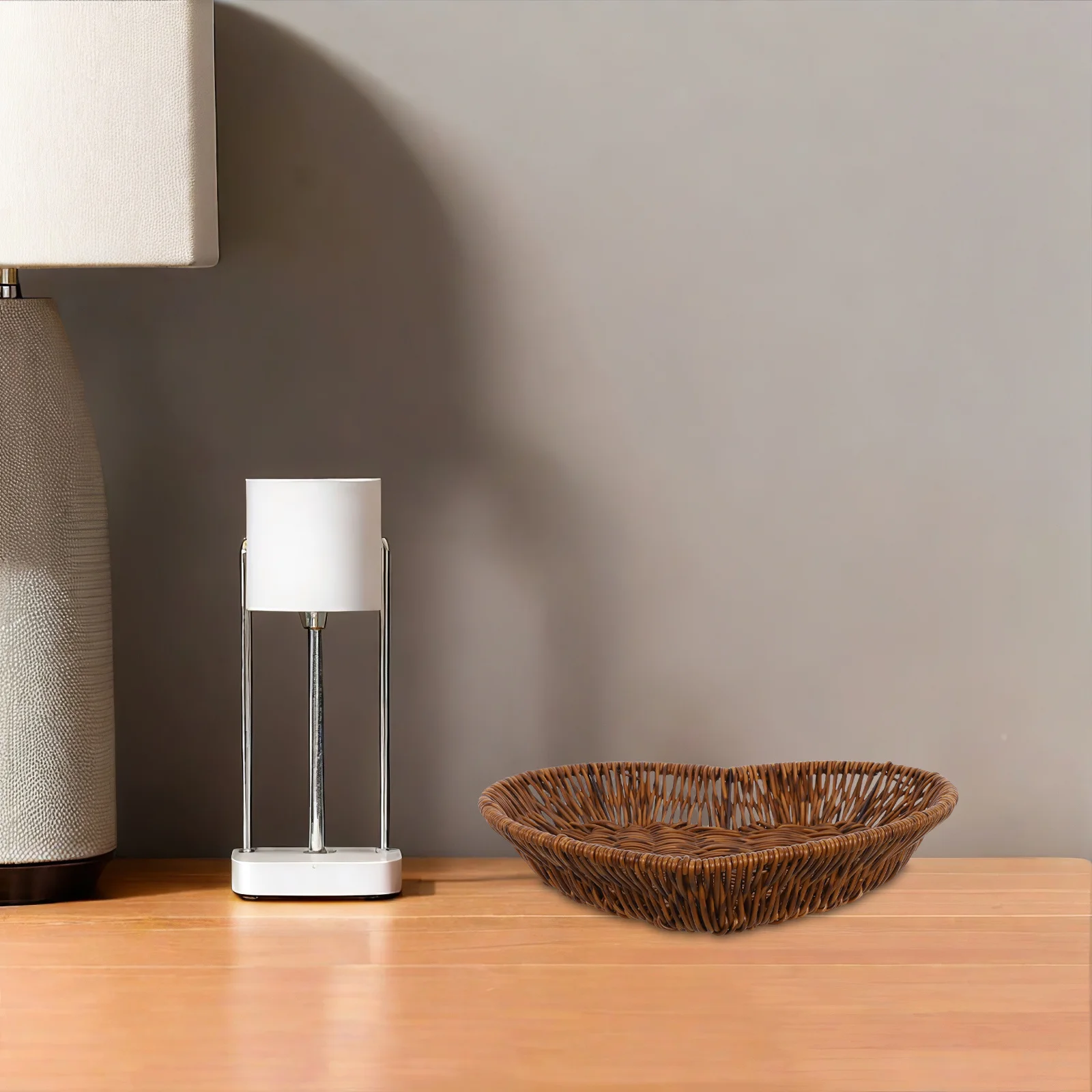 

Handwoven Heart Shape Storage Basket Imitation Wicker Organizer for Wedding Valentine Gift Brown Rustic Vegetable Fruit Basket