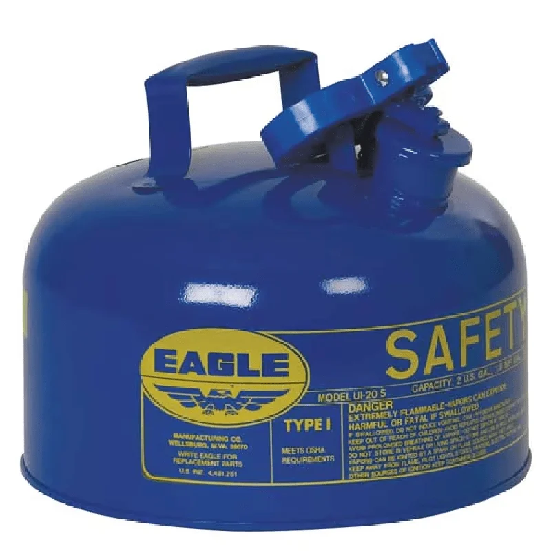 

Safety Can, Galvanized steel, 2 gal, Blue, 11 1/4 in Dia., Kerosene