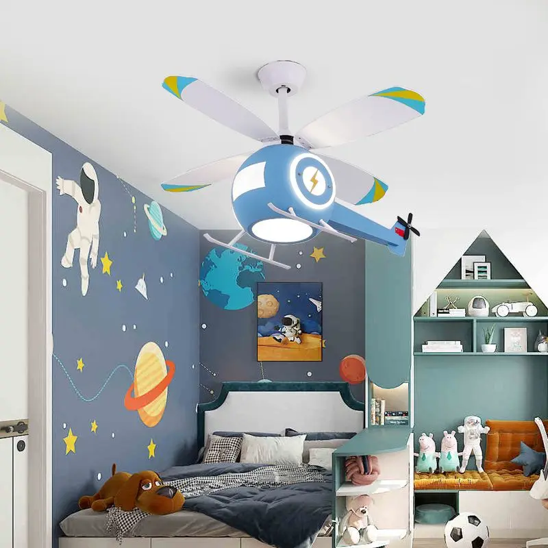 Children's room fan light Creative helicopter airplane lights Bedroom light dragonfly shaped light