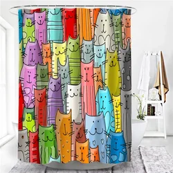 Cartoon Animal Pattern Shower Curtains Cute Cat Waterproof Polyester Fabric Home Decoration Bath Curtain Bathroom Accessories