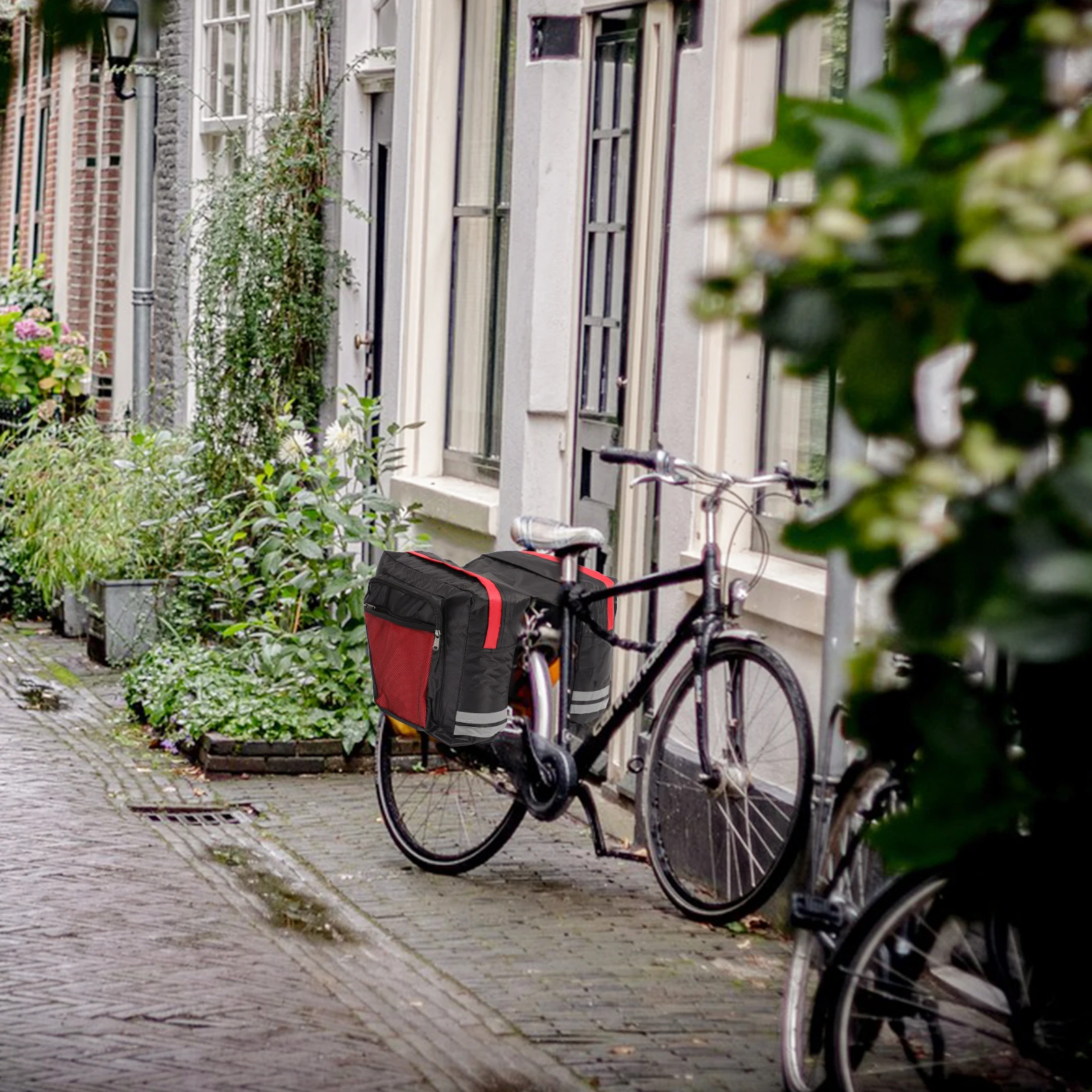 

Rear Shelf Bag Large Capacity PVC Cycling Storage Trunk Dual Rack Bike Panniers Easy Install Mesh Pocket Bicycles Accessories