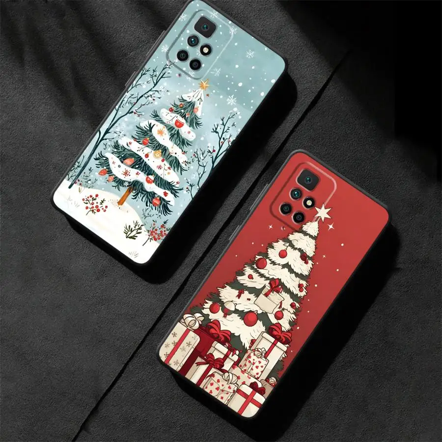 Case for Xiaomi Redmi A1 A2 Plus 14C 10 A4 K40 K80 Pro 12C 9 A3 13C A5 Black Soft Phone Cover Christmas Tree Art