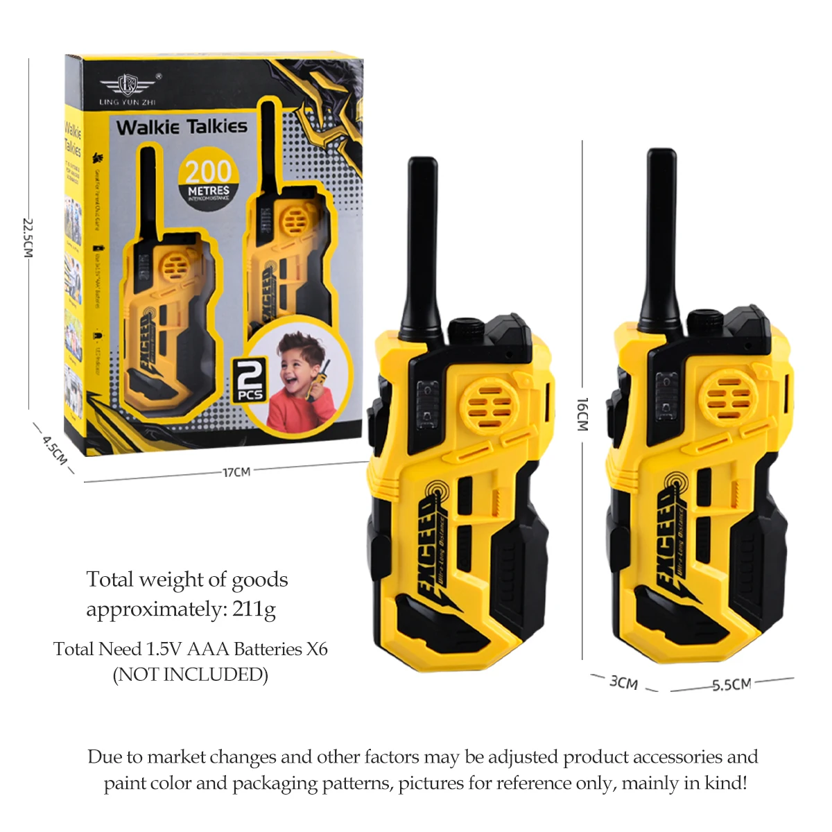 2 Buah Mainan Anak Walkie Talkie, Mainan Elektronik Jarak Jauh Interfon Mini Suara Digital Permainan Komunikasi Dalam dan Luar Ruangan