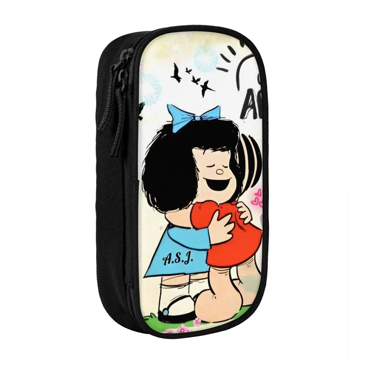 

Mafalda Cute Pencil Case Amine Cartoon Zipper Pen Box Girls Boys Kawaii College School Pencil Cases Supplies