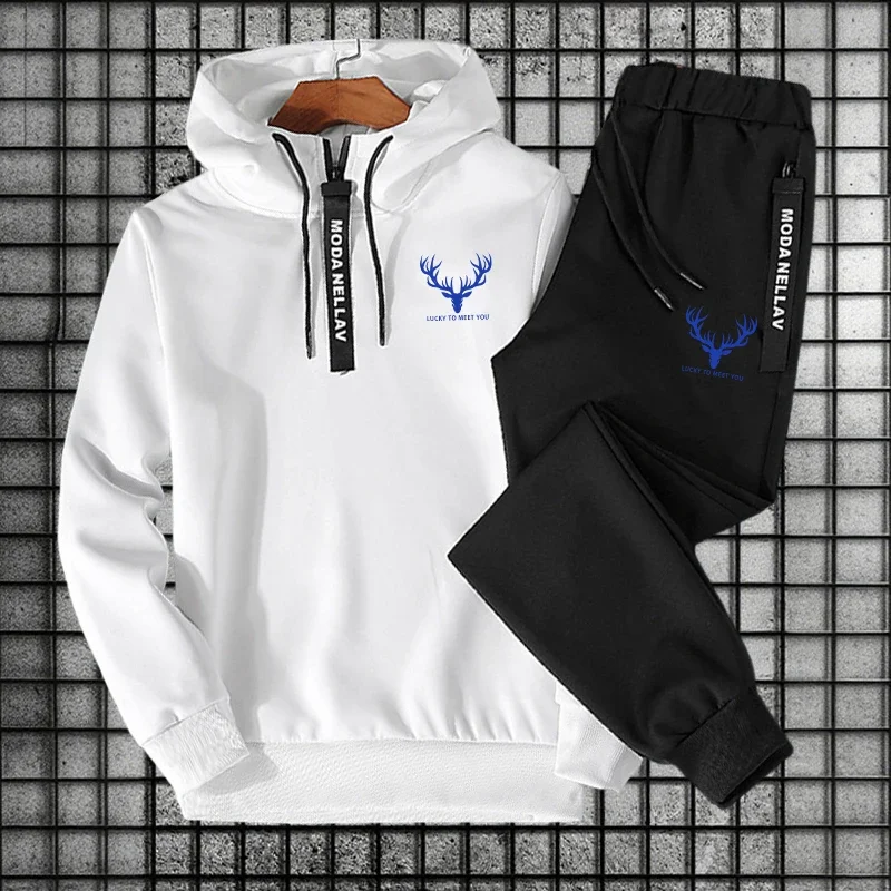 Men's Set/Hoodie/Pants 2026 New Fashion Tracksuit Half-Zip Hoodie Sweatpants Autumn Winter Daily Casual Sports Jogger Suit M-3XL