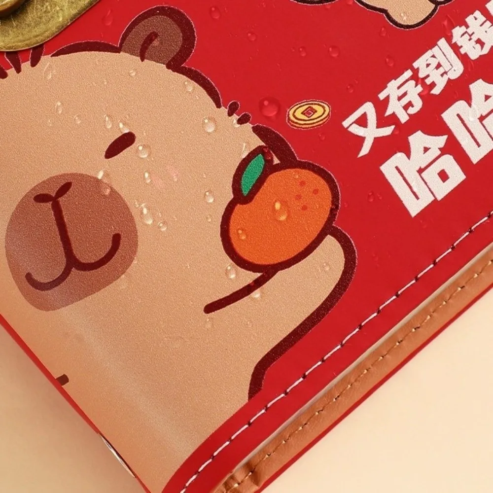 Cartoon Capybara Saving Money Binder with Password Lock PU Leather Planner Organizer Cash Envelopes Savings Handbook