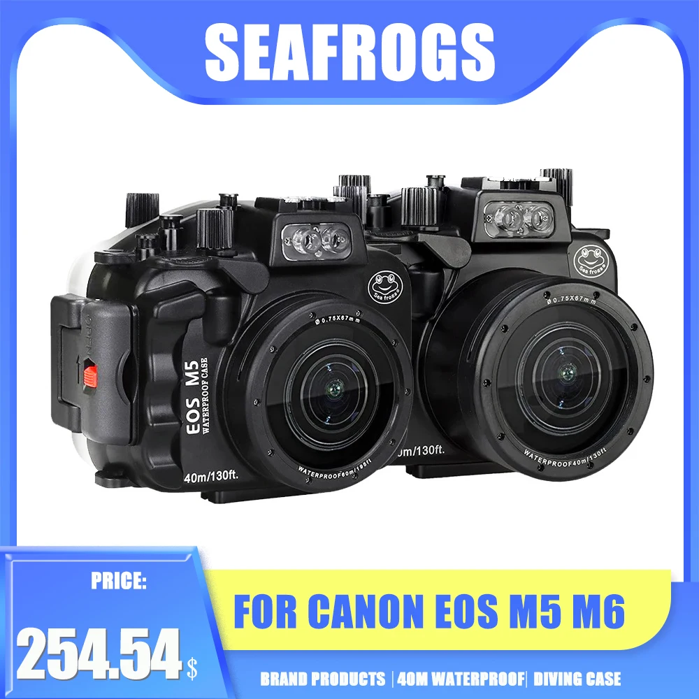 Seafrogs Waterproof Housing Case for Canon Camera EOS M5 M6 18-55 22 mm Photography Underwater Diving Outdoor Equipment