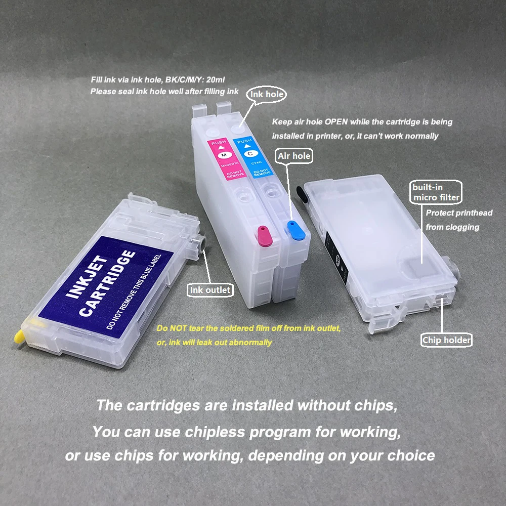 T40D T40D1 T40D2 T40D3 T40D4 Chipless Empty Refillable Ink Cartridge For Epson SureColor T3100 T5100 T3160 T3170 Printer