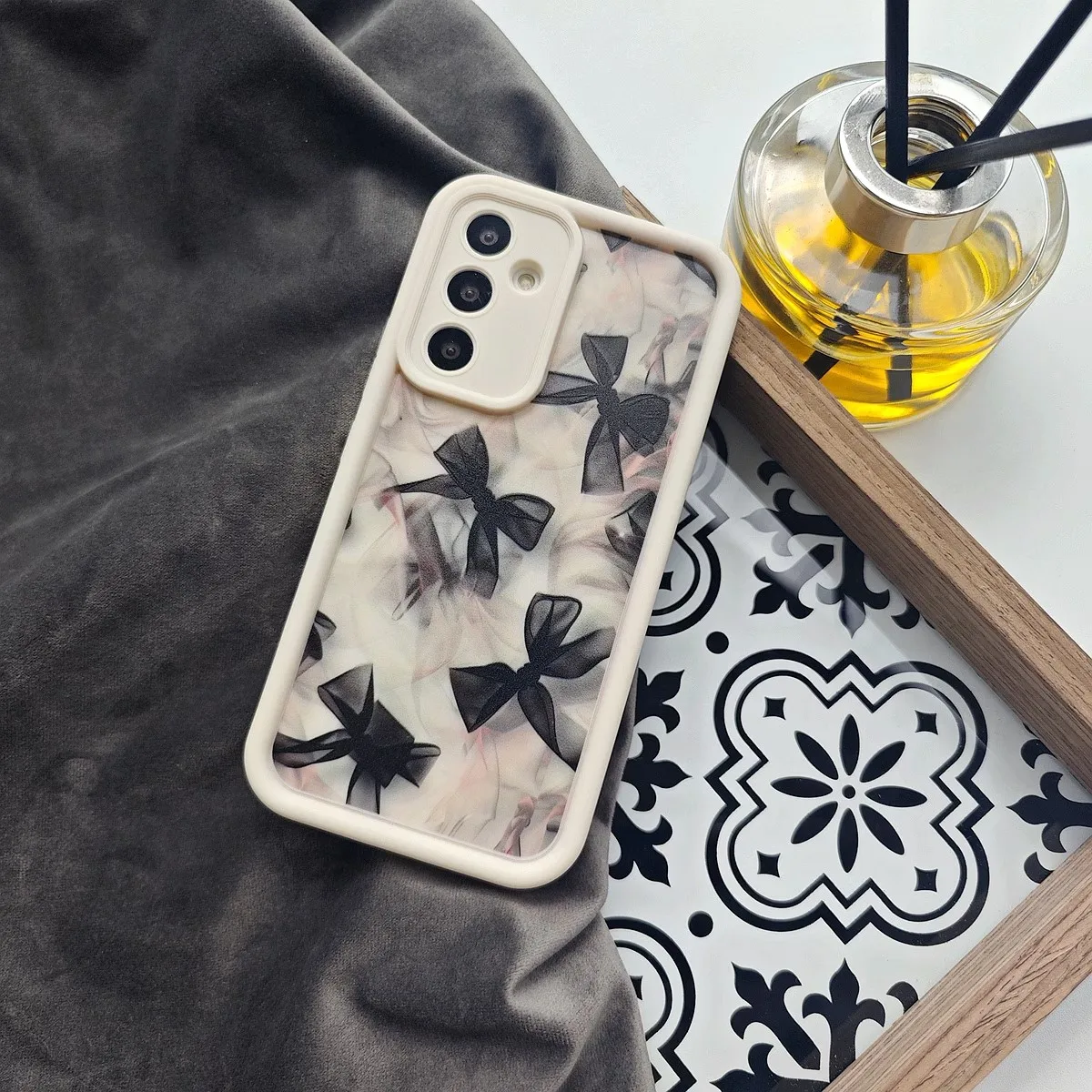 Fashion Lace Bow Print Shockproof Phone Case For Samsung Galaxy S26 S25 S24 S23 S22 S21 S20 Note 20 Ultra Plus Bumper Soft Cover