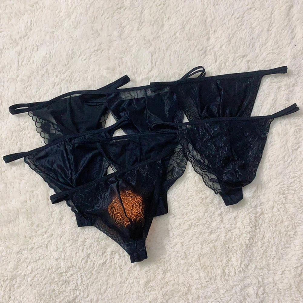 

Men's Panties Ultra Thin Lace Underwear Sissy Underwear Sheer Pouch Briefs G-String Thongs Underpants Male Inmitate Lingerie