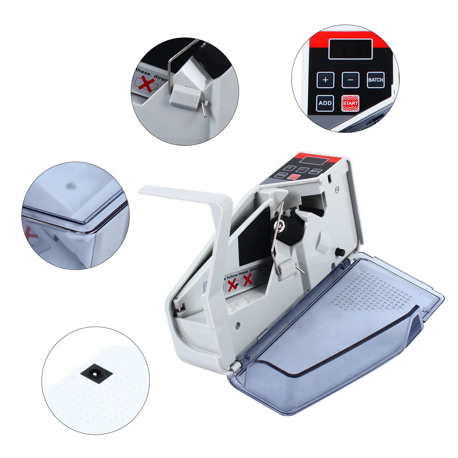 

19*5*9cm Portable Money Counter White Banknote Counter Money Counting Machine for Banks Stores or Other Places