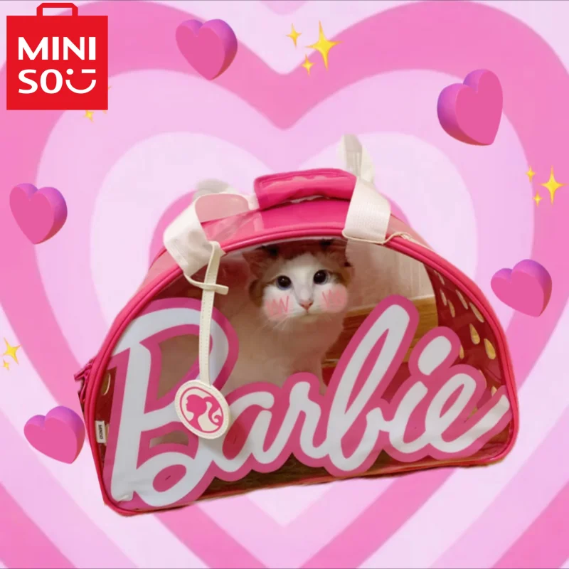 Miniso Barbies Pet Carrier Backpack Cartoon Ventilate Animation Travel Portability Fashion Kawaii Toys Slant Bags Gifts