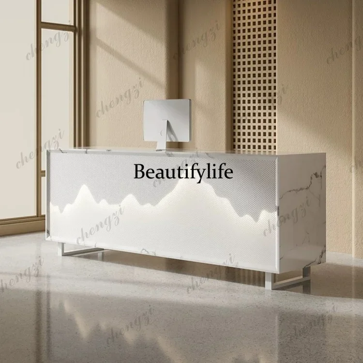 A4567 B & B front desk reception desk new Chinese style simple modern service desk stone luminous checkout page counter