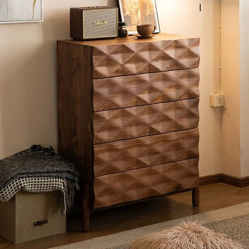 

Black walnut chest of drawers Solid wood chest of drawers Bedroom locker Locker Living room wall drawer cabinet
