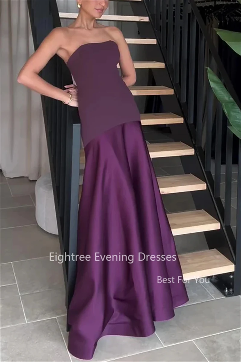 Eightree Purple Evening Dresses Arabic Women Strapless Floor Length Special Events Prom Gowns Formal Party Dress Customized