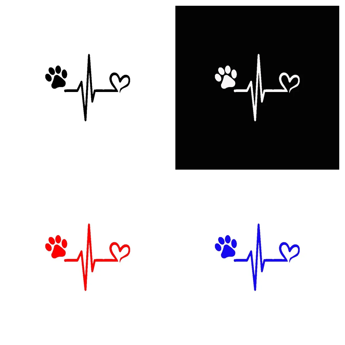 

Dog Paw Heartbeat Car Sticker Waterproof Vinyl Decal for Pet Lovers Auto Bumper Laptop