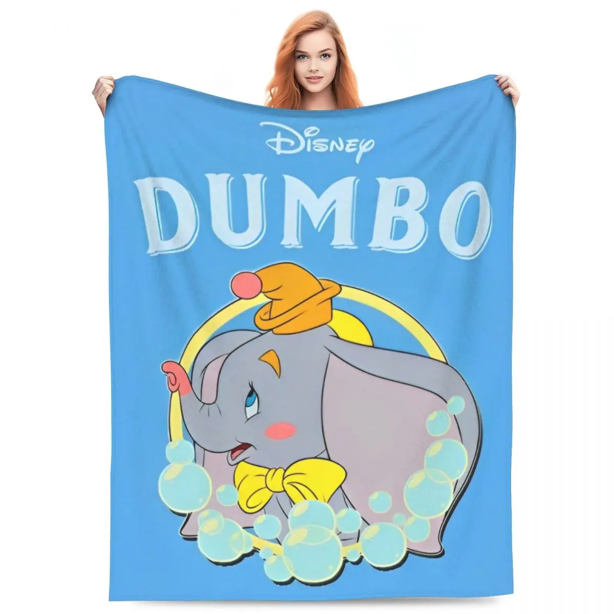 Fantasy Drama Dumbo Flannel Throw Blanket Cartoon Blanket for Bedding Couch Warm Bedroom Quilt