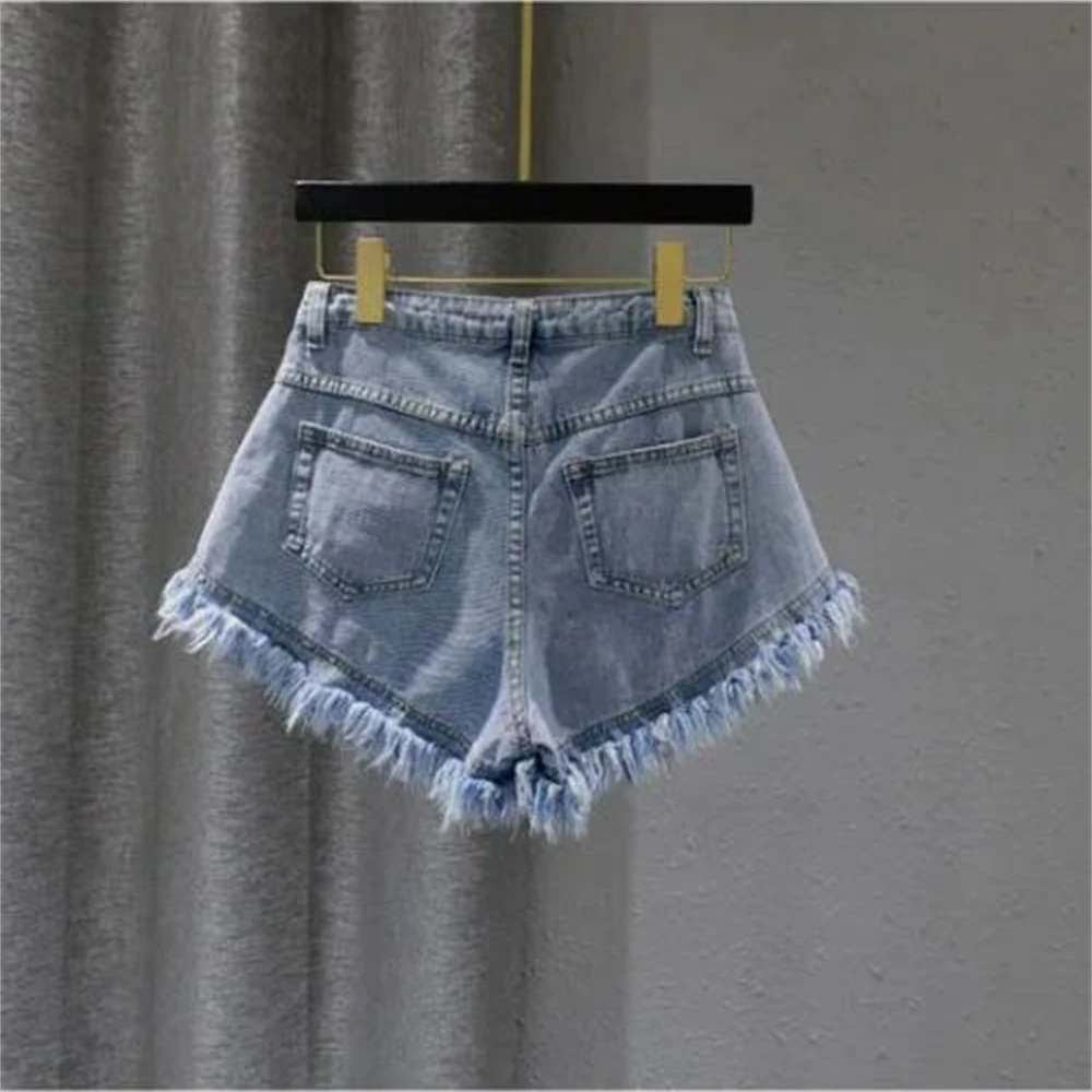 

Summer Woman Denim Shorts High Waist Ripped Jeans Shorts Sexy Female Drop Shipping Short Pants Breechcloth Scanties Burrs 5XL