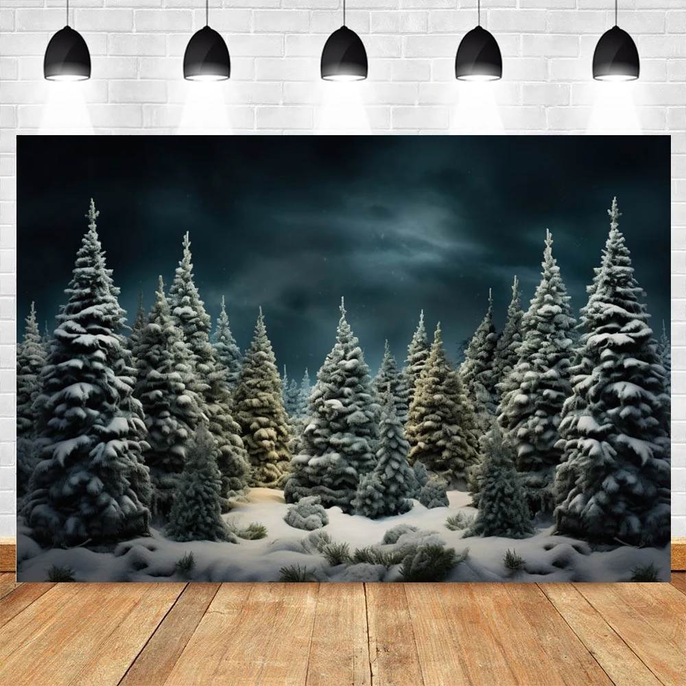 Winter Scene Backdrop Wonderland Snowflake Photography Background Bokeh Glitter Snow Forest Christmas Party Holiday Photo Props