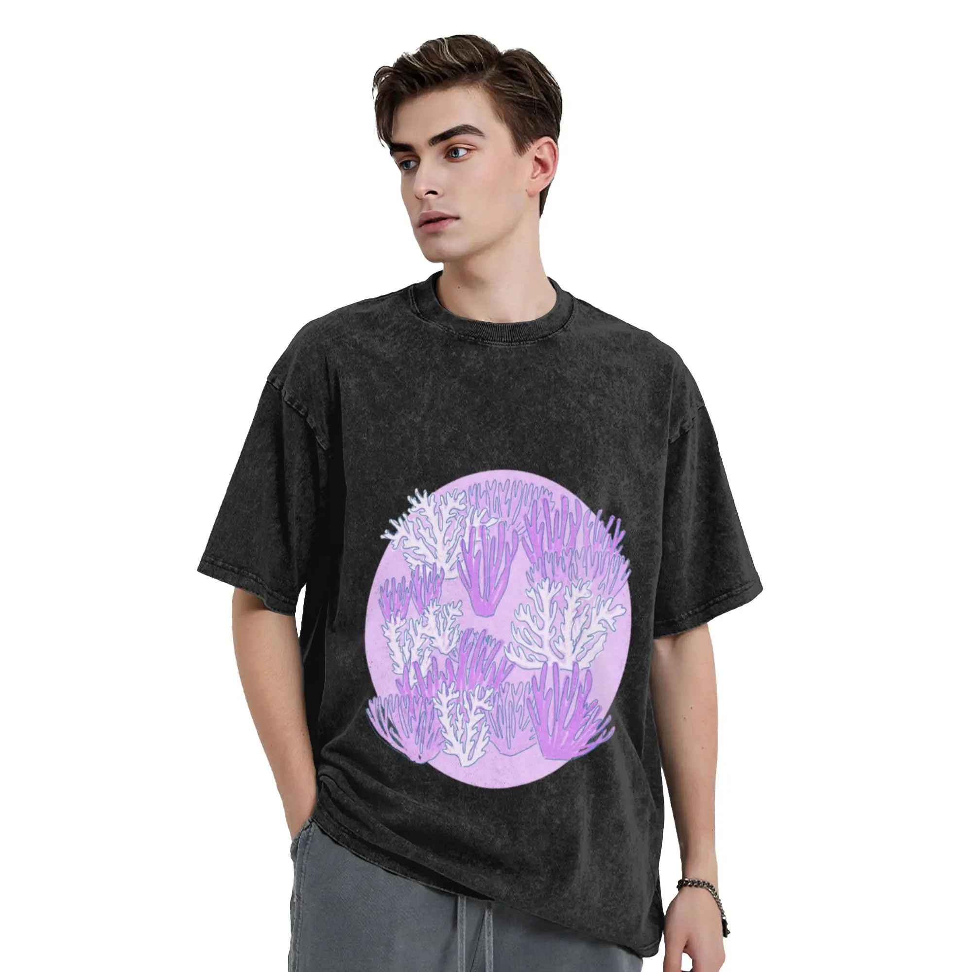 mystical purple - Corals Classic Stylish A T-Shirt Oversized Short Sleeve Men's Women's Cotton Tees Tops