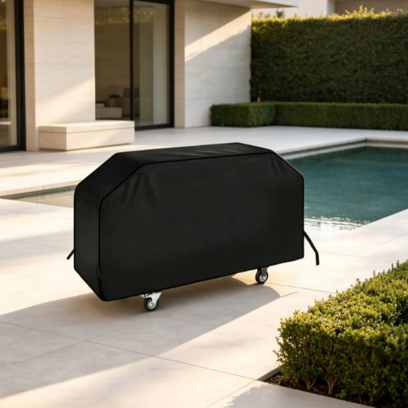 Grill Cover with Drawstring Heavy-Duty Barbecue Cover with Ties Weather-Resistant Tear-Resistant-Proof for Backyard, Patio