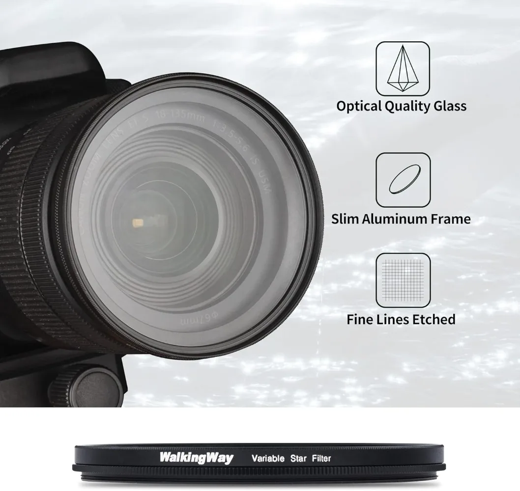 WalkingWay Star Line Star Filter Lens Photography 4 6 8 Line Variable Camera Filters 40.5 49 52 55 58 62 67 72 77 82mm For DSLR