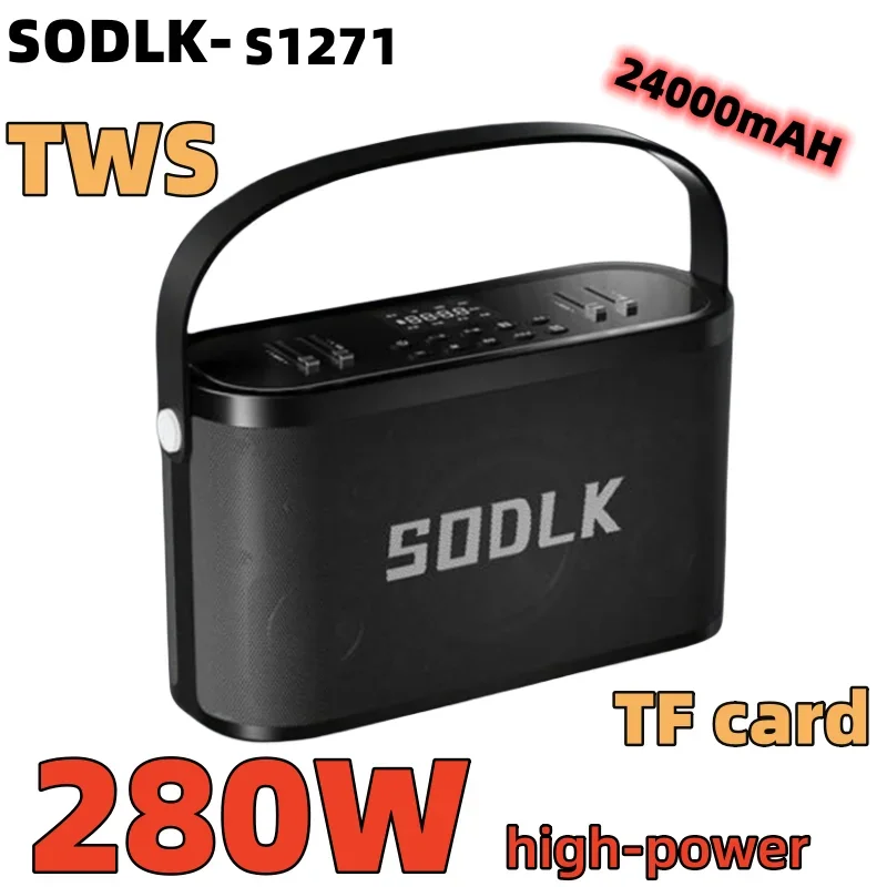 SODLK S1271 Portable 280W High Power Wireless MIC Bluetooth Speaker with HeavyBass Outdoor Home Singing HIFI Sound Quality USB