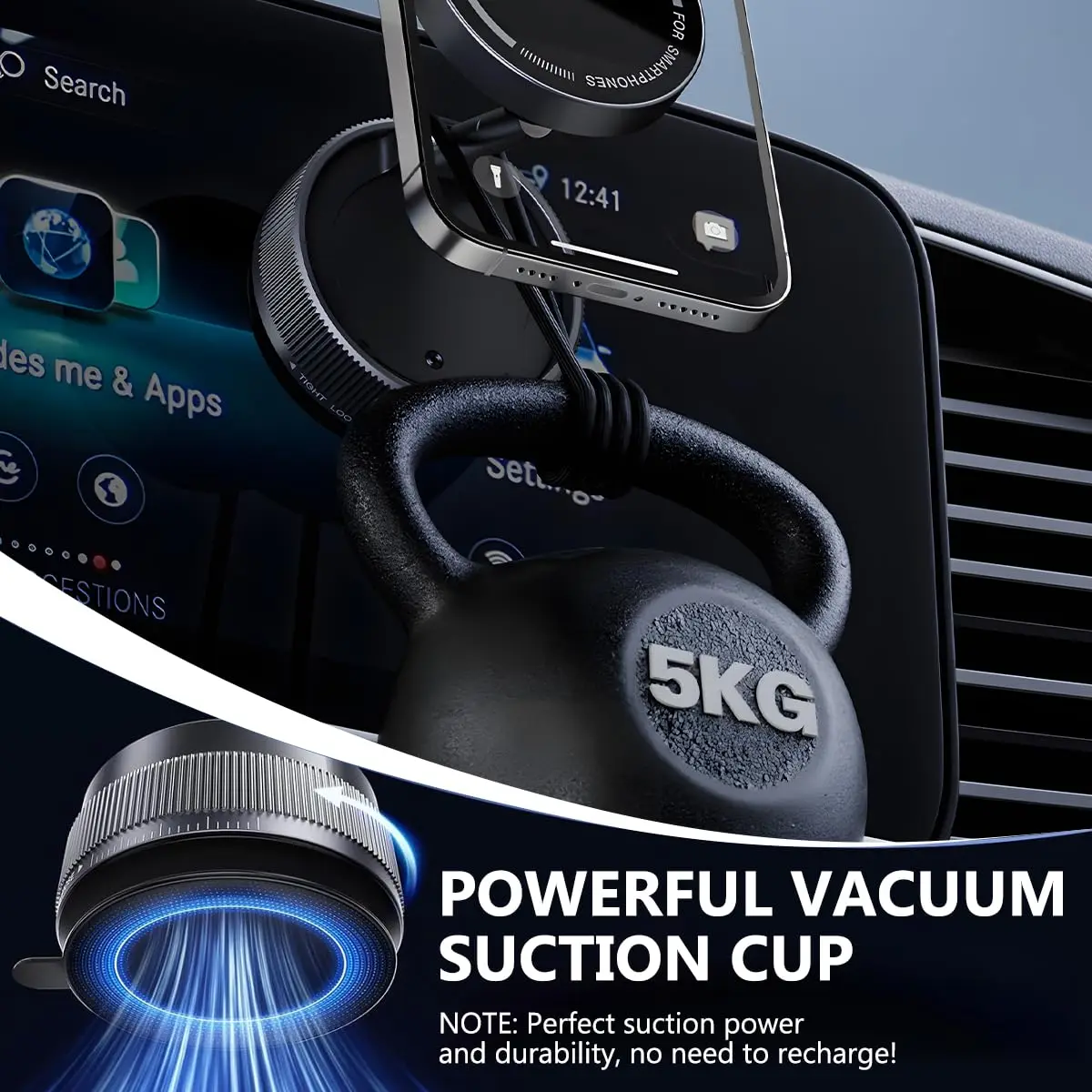 Nuevo 360 °   Soporte giratorio para teléfono con ventosa para coche, soporte magnético, adsorción tecnológica negra, soporte Universal para teléfono inteligente para coche