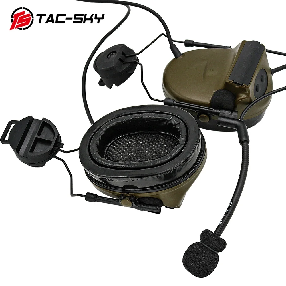 Imagem -03 - Tac-sky Comtac ii Fone de Ouvido Tático com Adaptador de Trilho de Arco Proteção Auditiva Airsoft Fone de Ouvido com Cancelamento de Ruído Tiro Earmuff