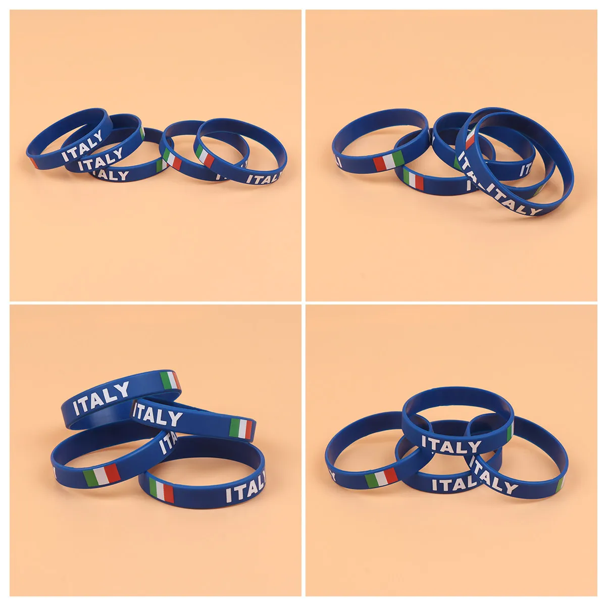 10Pcs National Flag Printed Silicone Wristband for Sports Stadiums Gyms Entertainment Clubs Fundraising Events Football