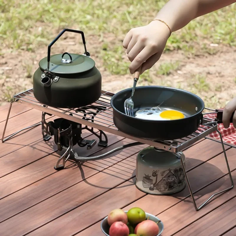 1pcs Outdoor Stainless Steel Bracket Grid Oblong Folding Net Camping Bbq Thermostability Portable Camping Picnics Grills