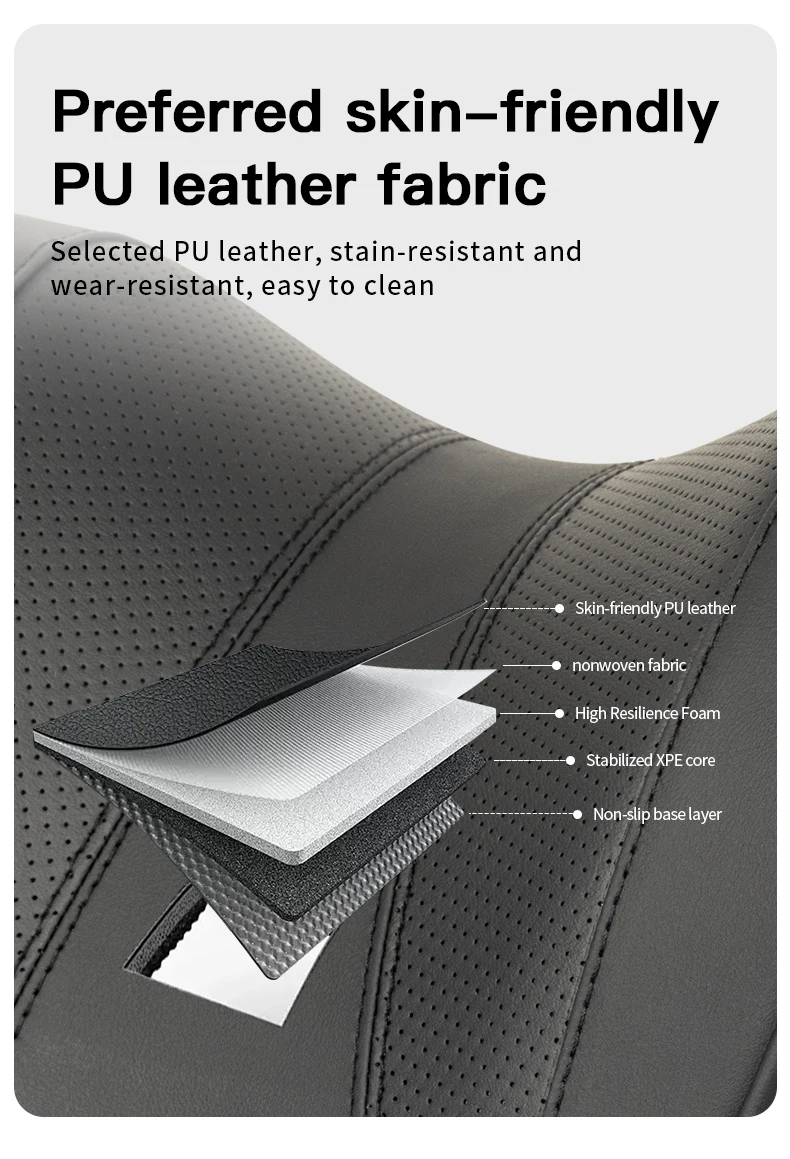 Leder Auto Sitz Kopfstütze Kissen Multifunktions Memory Foam Auto Hals Kissen Einstellbare Auto Kopfstütze Kissen Auto Zubehör – Detail 11