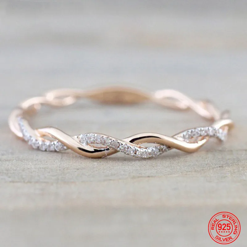 

925 Sterling Silver Twisted Rings For Women Fashion Wedding Jewelry