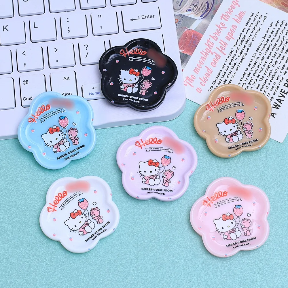 

100pcs Kawaii Sanrio Hello Kitty Plate Resin for Home Decoration Desktop Craft Cabochon Scrapbooking DIY Dollhouse Embellishment