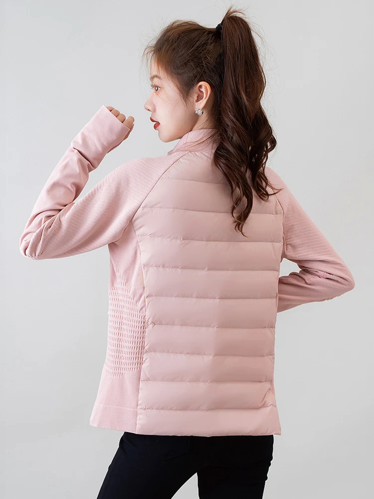 Spor White Du down Jaet レディース 軽量 暖かい アウトドア フィットネス ファッショナブル スリミング アウター カジュアル スレ ジッパー クロ...