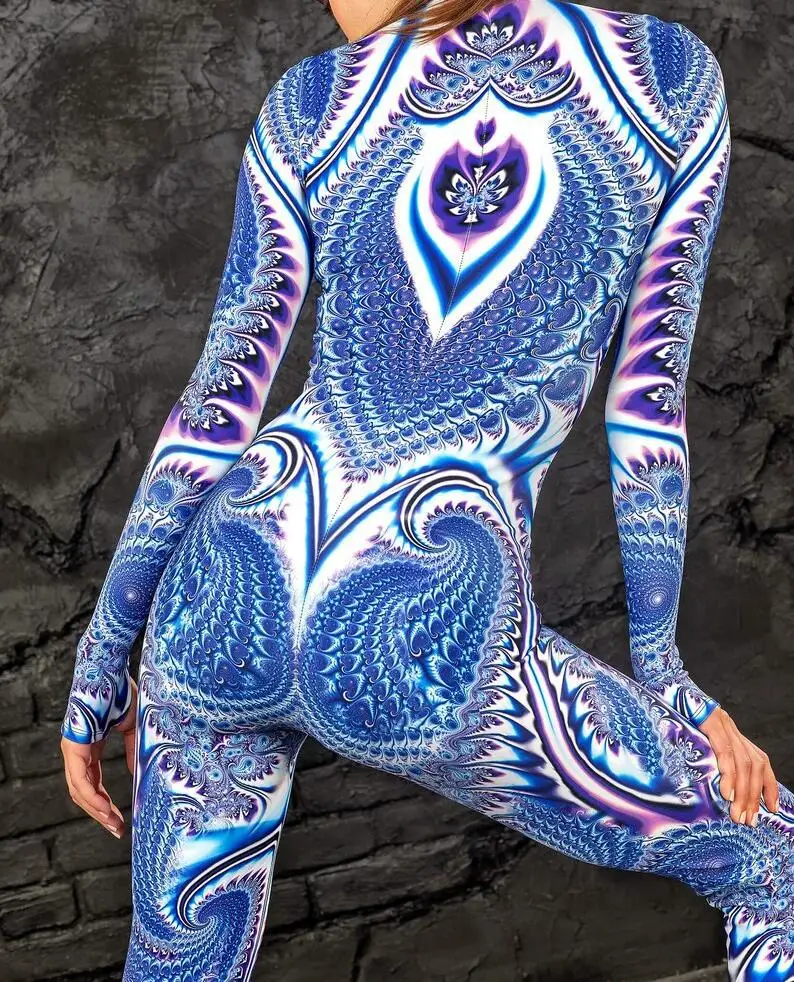 Bunter 3D-Druck Damen Party Cyberpunk Regenbogen Jumpsuit Onesie Halloween Cosplay Kostüm Elastischer Bodysuit Romper – Detail 20