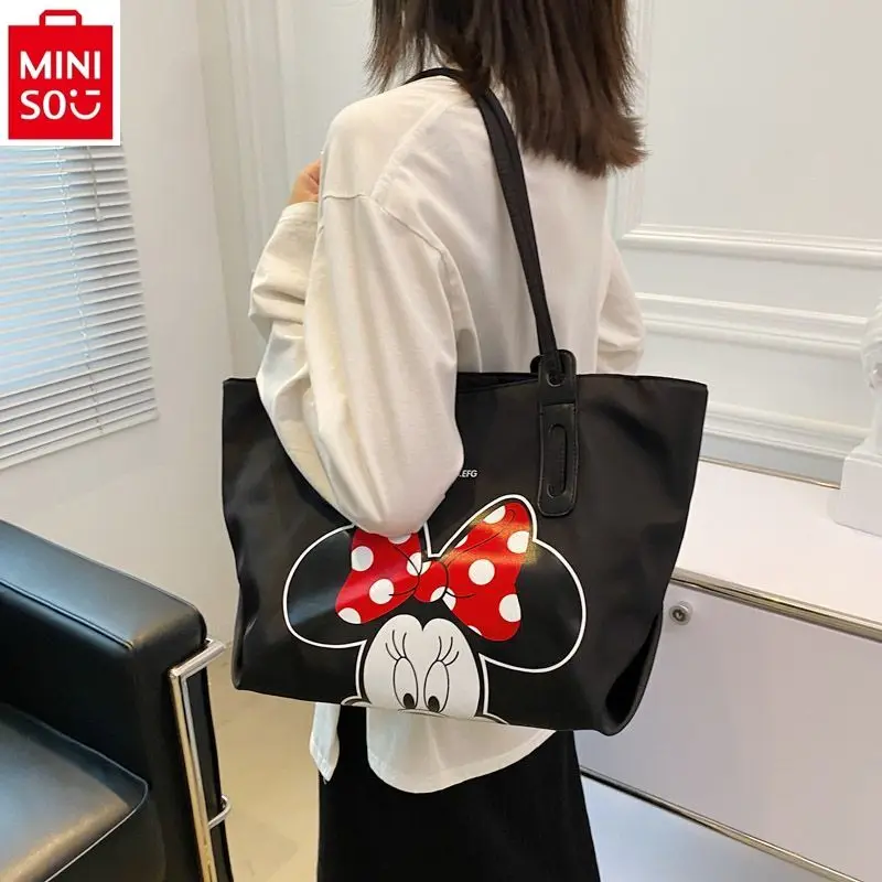 Miniso Disney Mode hochwertige Oxford Buttot Bag Damen niedlichen Michimini gedruckt lässig große Kapazität Aufbewahrung handtasche