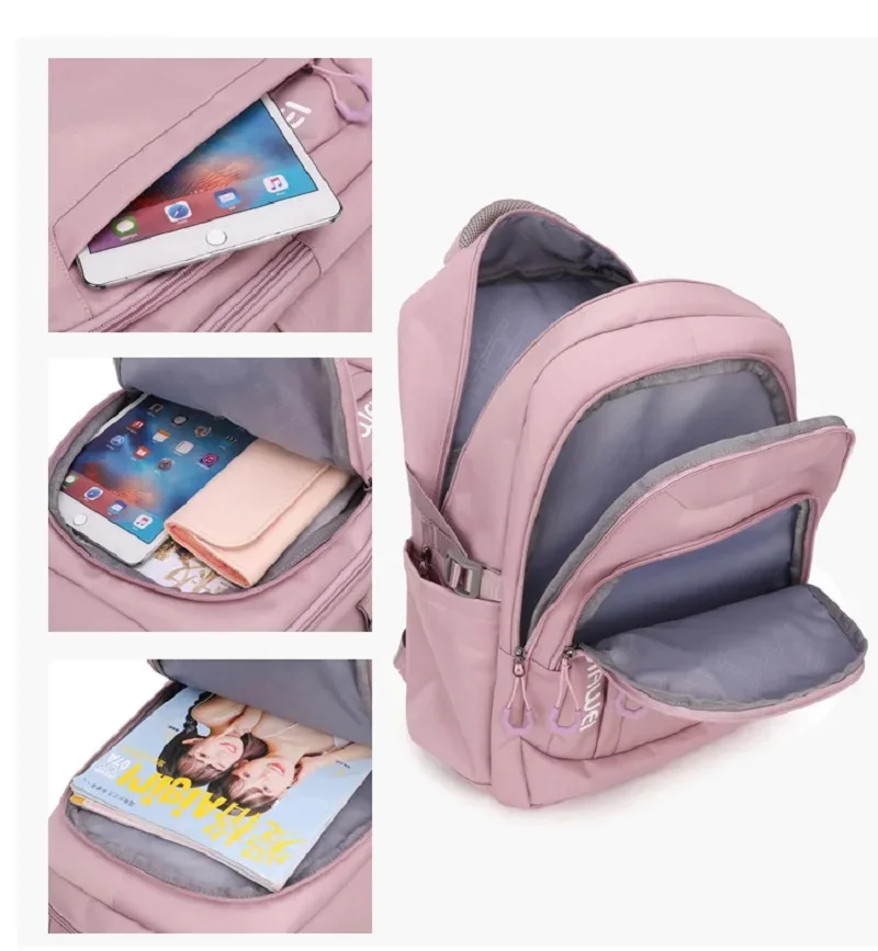 Waterproof Multifunctional Women Travel Laptop Backpacks College Schoolbag For Teenage Grils Business Back packNylon School Bags