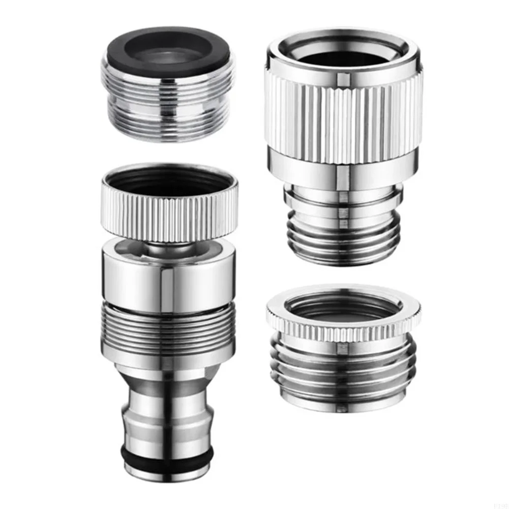 4x Quick Connect Faucet Adapters Brass Chrome Plated for Garden Hose Shower Bidet Sprayer Portable Washer Aquarium Use